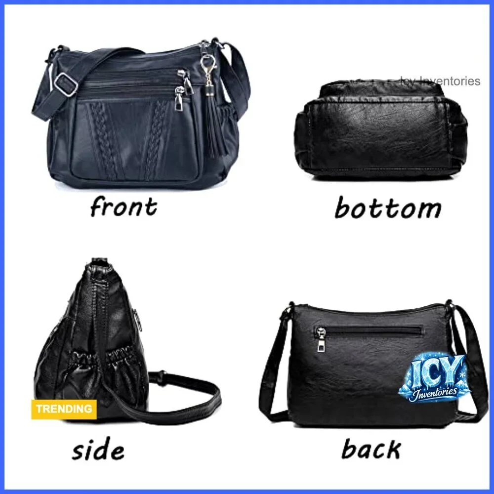 Soft PU Leather Crossbody Bag with Multi-Pocket Design